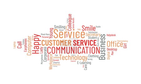 Illustration for Customer Service world cloud background. Careers awareness Vector illustration design concept. - Royalty Free Image