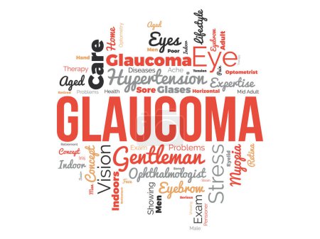 Glaucoma mundo nube de fondo. Concienciación sobre la salud Concepto de diseño de ilustración vectorial.