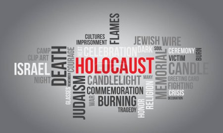 Illustration for Holocaust world cloud background. Jewish awareness Vector illustration design concept. - Royalty Free Image