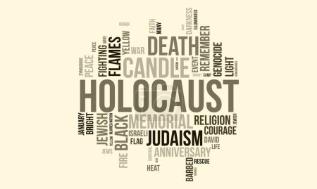 Illustration for Holocaust world cloud background. Jewish awareness Vector illustration design concept. - Royalty Free Image
