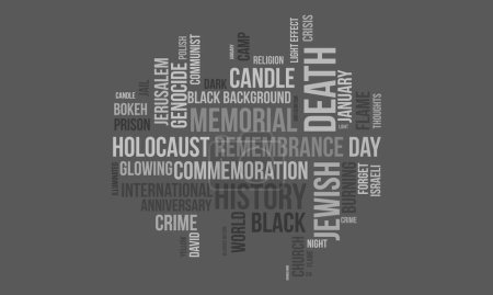 Illustration for Holocaust Remembrance Day world cloud background. Federal awareness Vector illustration design concept. - Royalty Free Image