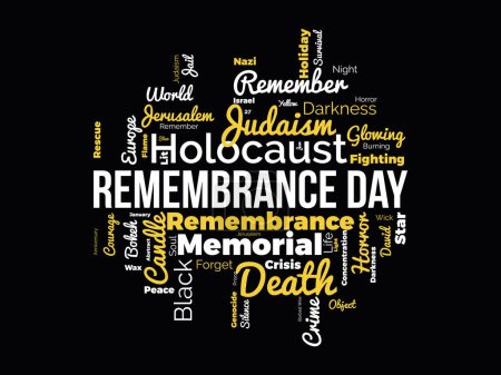 Illustration for Holocaust Remembrance Day world cloud background. Federal awareness Vector illustration design concept. - Royalty Free Image