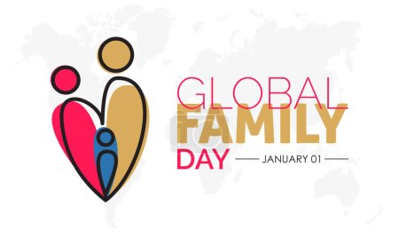 Concepto de diseño de ilustración vectorial del Día Mundial de la Familia observado el 1 de enero