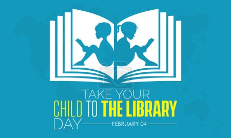 Vector illustration banner design template concept of Take Your Child To The Library Day observed on February 04