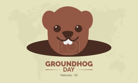 Illustration for Vector illustration banner design template concept of Groundhog Day observed on February 02 - Royalty Free Image