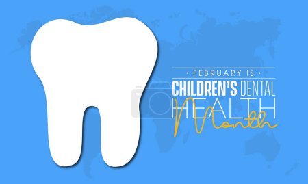 Téléchargez les illustrations : Modèle de modèle du Mois national de la santé dentaire des enfants observé en février. Illustration vectorielle de la santé - en licence libre de droit