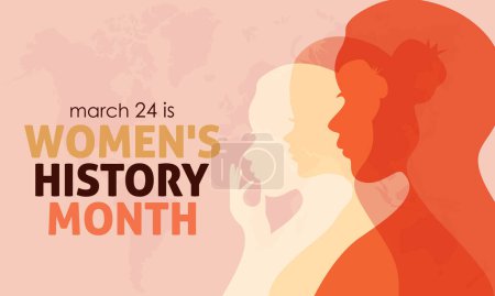 Ilustración de Mes Nacional de Historia de la Mujer. Contribuciones a menudo pasadas por alto de las mujeres a la campaña de concepto de historia en marzo - Imagen libre de derechos