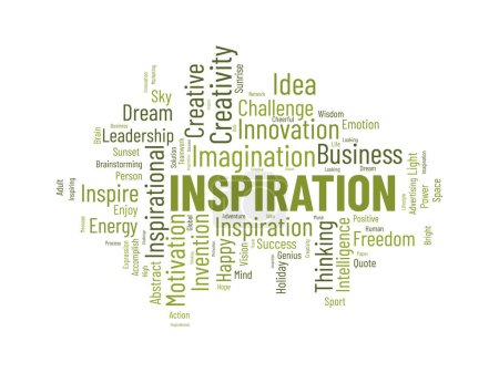 Concepto de fondo de nube de palabras para Inspiración. Innovación creativa, inteligencia, imaginación, idea de visión empresarial. ilustración vectorial.