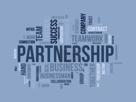 Illustration for Word cloud background concept for Partnership. Business teamwork success, friendship strategy of company success. vector illustration. - Royalty Free Image