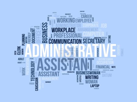 Illustration for Word cloud background concept for Administrative assistant. Business presentation, career planning working of professional assist. vector illustration. - Royalty Free Image