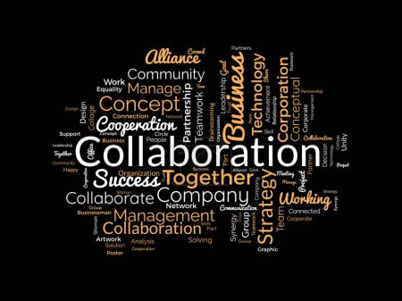 Word cloud background concept for Collaboration. Company teamwork collaboration for success strategy. vector illustration.