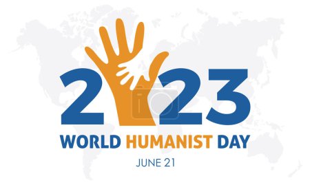 Illustration for 2023 Concept World Humanist Day vector illustration template. Support, help, humanitarian theme banner. - Royalty Free Image