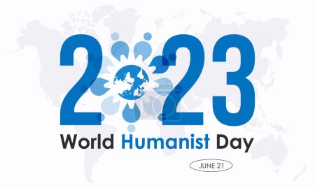 Téléchargez les illustrations : 2023 Concept Modèle d'illustration vectorielle de la Journée mondiale de l'Humanisme. Appui, aide, bannière de thème humanitaire. - en licence libre de droit