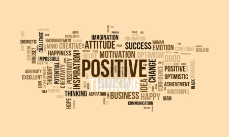 Word cloud background concept for Positive thinking. Success attitude, creative mindset of innovation optimism. vector illustration.