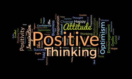 Word cloud background concept for Positive thinking. Success attitude, creative mindset of innovation optimism. vector illustration.