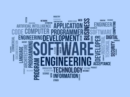 Illustration for Word cloud background concept for Software engineering. computer programming system, cloud technology development of application management. vector illustration. - Royalty Free Image