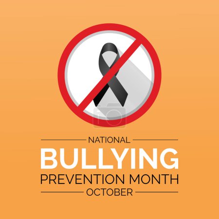 Illustration for National Bullying Prevention Month Raises Awareness, Empathy, and Advocacy for Safer Communities. Vector Illustration Template. - Royalty Free Image