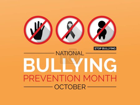 Illustration for National Bullying Prevention Month Raises Awareness, Empathy, and Advocacy for Safer Communities. Vector Illustration Template. - Royalty Free Image