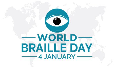 Téléchargez les illustrations : Modèle vectoriel de la Journée mondiale du braille. Célébrer l'alphabétisation et l'inclusion en braille avec la lecture tactile et l'accessibilité. fond, bannière, carte, poster design. - en licence libre de droit