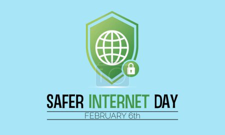 Téléchargez les illustrations : La Journée pour un internet plus sûr est célébrée chaque année le 6 février. Bannière vectorielle, flyer, poster et conception de gabarits médiaux sociaux. - en licence libre de droit