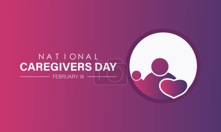 Illustration for National Caregivers Day observed every year of 16th february, Vector health banner, flyer, poster and social medial template design. - Royalty Free Image