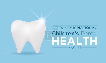 Ilustración de Mes Nacional de Salud Dental Infantil observado cada año en el mes de febrero. Cartel de folleto de banner de salud vectorial y diseño de plantilla social medial. - Imagen libre de derechos