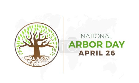Journée nationale de l'Arbor célébrée chaque année le 26 avril, Bannière vectorielle, flyer, affiche et conception de gabarits médiaux sociaux.