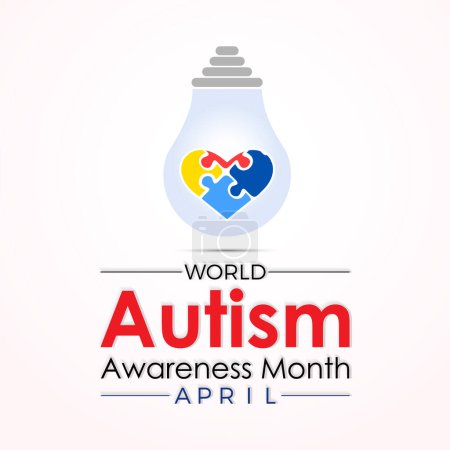 National Autism Awareness Month Observed every year of April, Vector banner, flyer, poster and social medial template design.