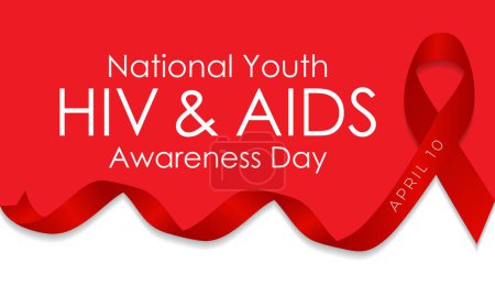 Illustration for National Youth HIV & AIDS Awareness Day Observed every year of April 10, Vector banner, flyer, poster and social medial template design. - Royalty Free Image