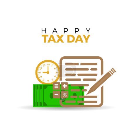 Tax Day celebrated every year of April 15th, Vector banner, flyer, poster and social medial template design.