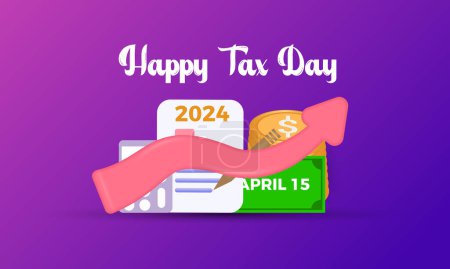Tax Day celebrated every year of April 15th, Vector banner, flyer, poster and social medial template design.