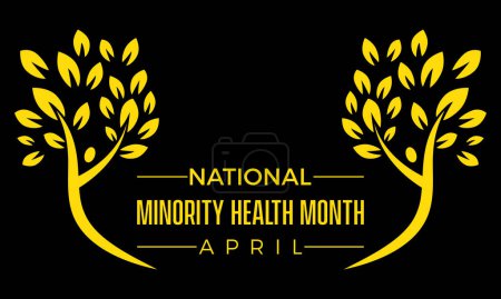 National Minority Health Month Observed every year of April, Vector banner, flyer, poster and social medial template design.
