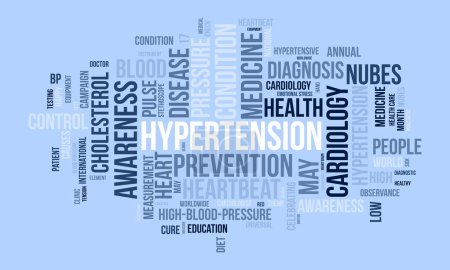 Illustration for Hypertension word cloud template. Health awareness concept vector background. - Royalty Free Image