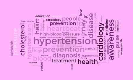 Hypertension word cloud template. Health awareness concept vector background.
