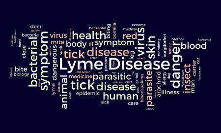 Lyme-Borreliose Wort Wolke Vorlage. Gesundheit und medizinisches Bewusstsein Konzept Vektor Hintergrund.