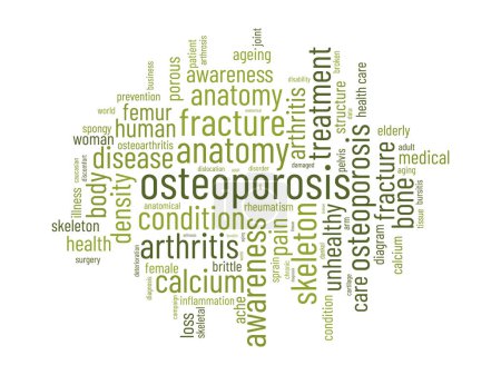 Osteoporose Word Cloud Template. Gesundheit und medizinisches Bewusstsein Konzept Vektor Hintergrund.