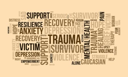 Trauma Survivors word cloud template. Health and Medical awareness concept vector background.