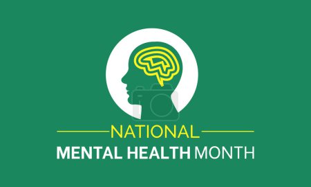 National Mental Health Month health awareness vector illustration. Disease prevention vector template for banner, card, background.