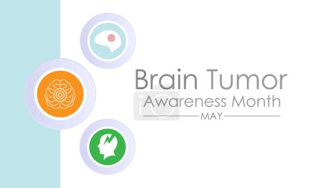 National Brain Tumor Awareness Month health awareness vector illustration. Plantilla de vector de prevención de enfermedades para banner, tarjeta, fondo.
