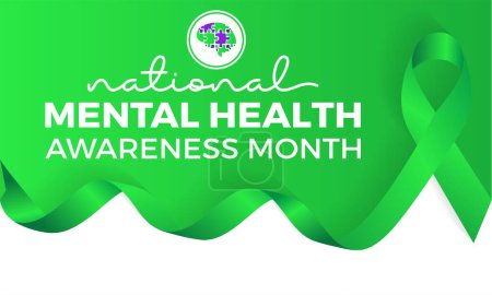 National Mental Health Month health awareness vector illustration. Disease prevention vector template for banner, card, background.