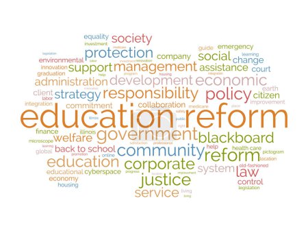 Wortwolken-Vorlage für die Bildungsreform. Renovierung Kreativität Konzept Vektor Tagcloud Hintergrund.