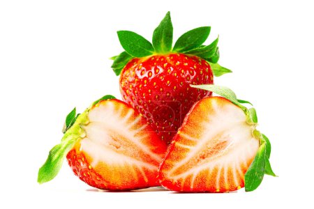 Photo for Fresh juicy sweet strawberies isolated on white background - Royalty Free Image