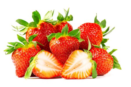 Photo for Fresh juicy sweet strawberies isolated on white background - Royalty Free Image