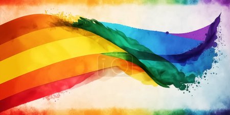 Photo for Watercolor imitation painted LGBT flag. Gay pride LGBT flag. Abstract background banner - Royalty Free Image
