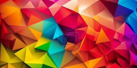 Foto de Arco iris colorido geométrico triángulo abstracto fondo ilustración. Diseño poligonal. fondo abstracto del mosaico - Imagen libre de derechos