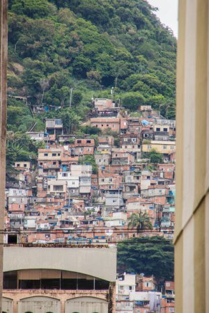 Photo for Favela of santa marta, seen from the neighborhood of Botafogo in Rio de Janeiro, Brazil. - Royalty Free Image
