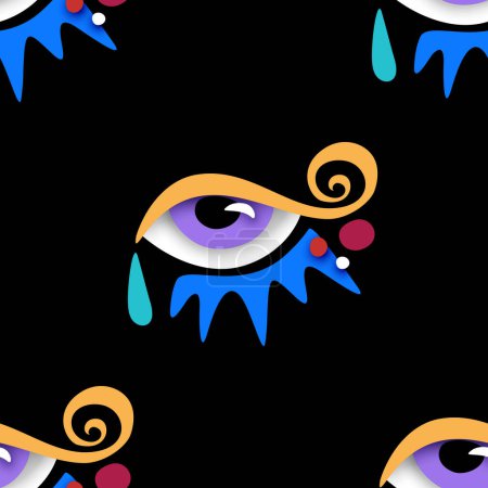 Illustration for Seamless, pattern, eye, cosmic,	demon, surreal - Royalty Free Image