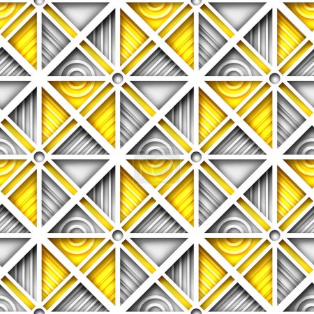 Illustration for Seamless Colorful Geometric Pattern with Triangles. Endless Modern Mosaic Texture.  Fabric Textile, Wrapping Paper, Wallpaper. Vector 3d Illustration. Abstract Art - Royalty Free Image
