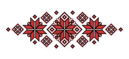 Ilustración de Ornamental Composition Inspired by Ukrainian Traditional Embroidery. Ethnic Motif, Handmade Craft Art. Ukrainian Red and Black Embroidery. Ethnic Design. Vector Illustration - Imagen libre de derechos