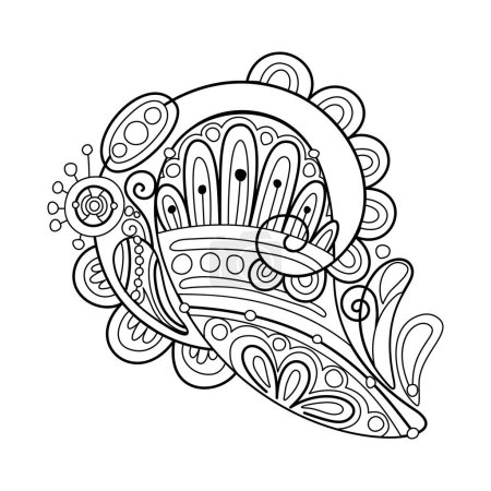 Beautiful Folkloric Indian Cucumber, Nature Inspired Design Element. Ornate Abstract Pattern. Ethnic Motif, Floral Style. Vector Illustration. Coloring Book Page